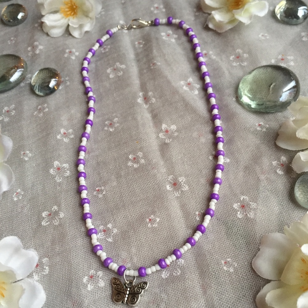 Handmade Beaded Butterfly Necklace